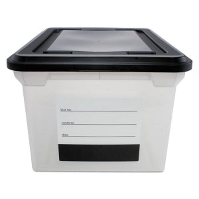Advantus Co. File Tote with Contents Label – Clear Letter / Legal Size File Storage Box with Label – AVT-55802